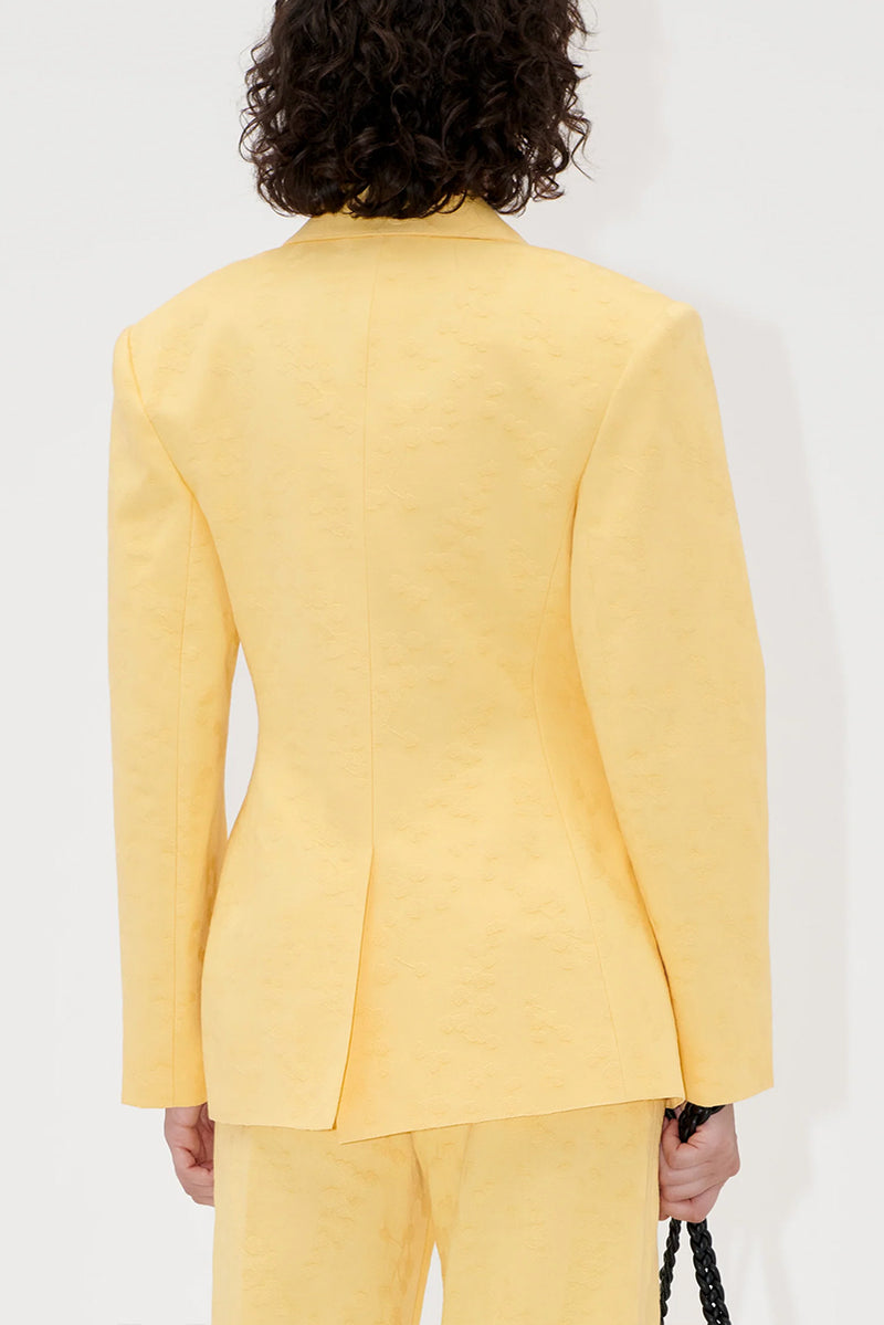 Textured Cotton Jacquard Tailored Jacket - Mimosa