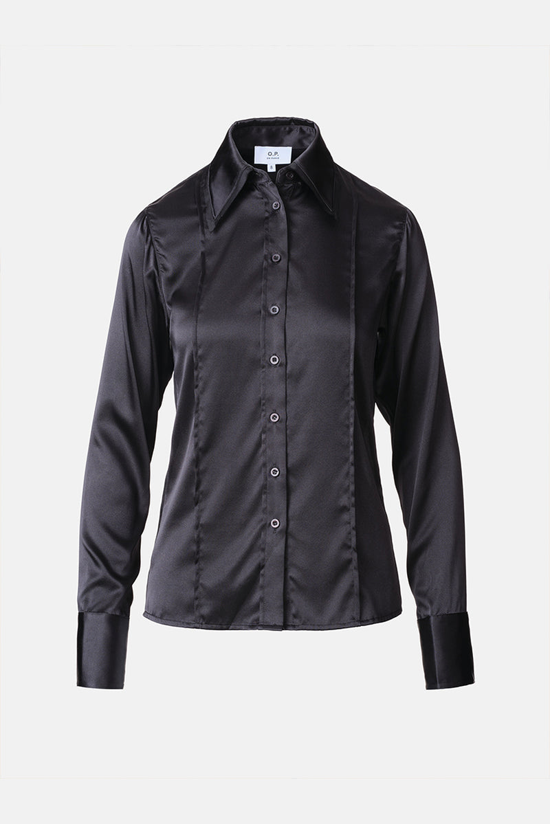 ON PARKS Tailored Silk Shirt - Black