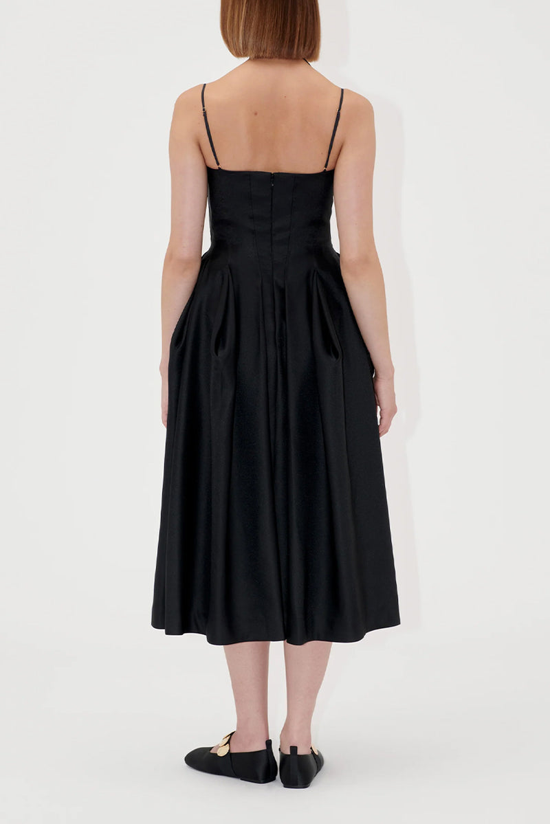 Satin Tailoring Dress - Black