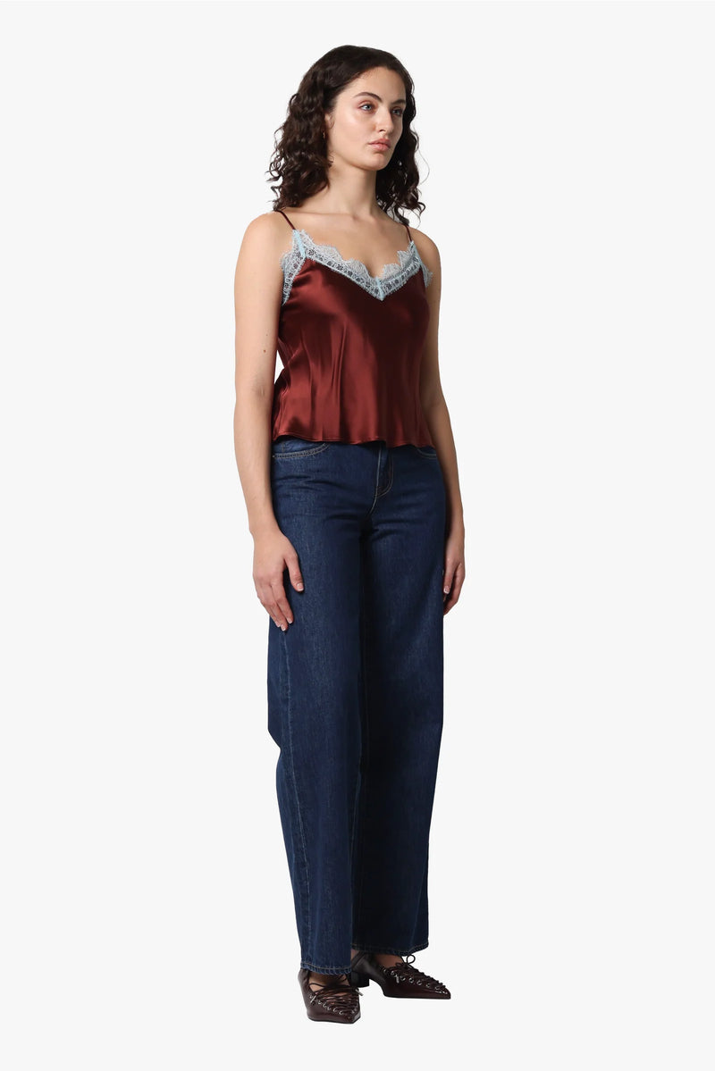 Lipp Silk Cami - Burgundy/Soft Blue