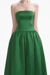 Satin Bandeau Maxi Dress - Green