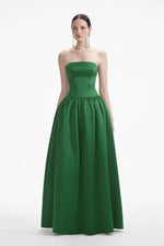 Satin Bandeau Maxi Dress - Green