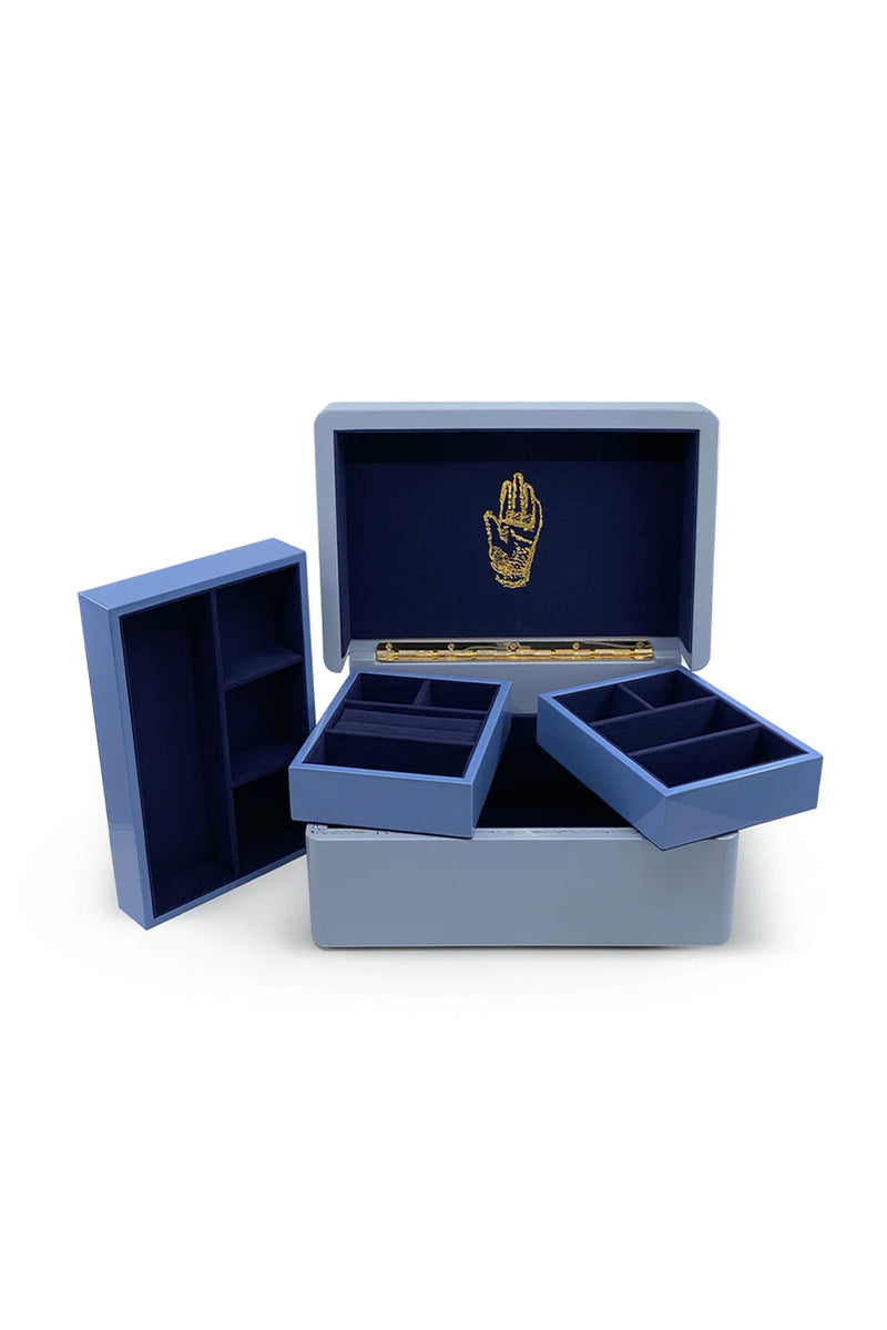 Mini Trunk Classic Jewellery Box - Evening Blue