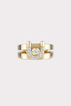 Diamond Ziggy Open Signet Ring - 9K Yellow Gold