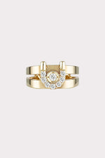 Diamond Ziggy Open Signet Ring - 9K Yellow Gold