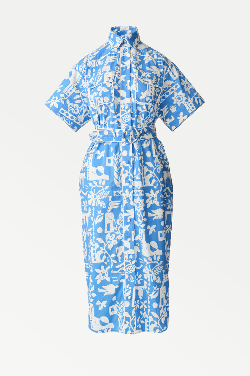 Saloon Shirt Dress - Blue