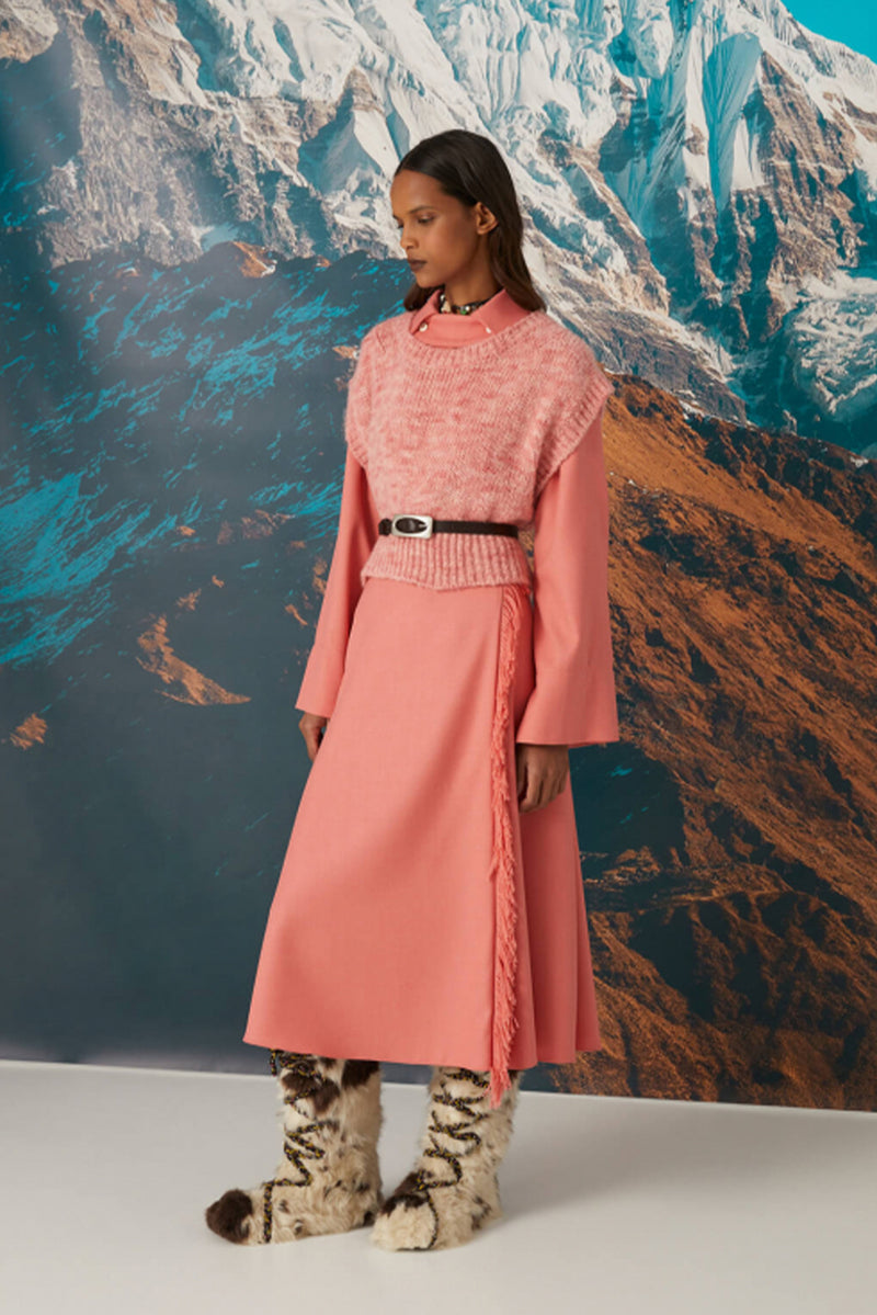 Flared Wool Skirt - Fringes