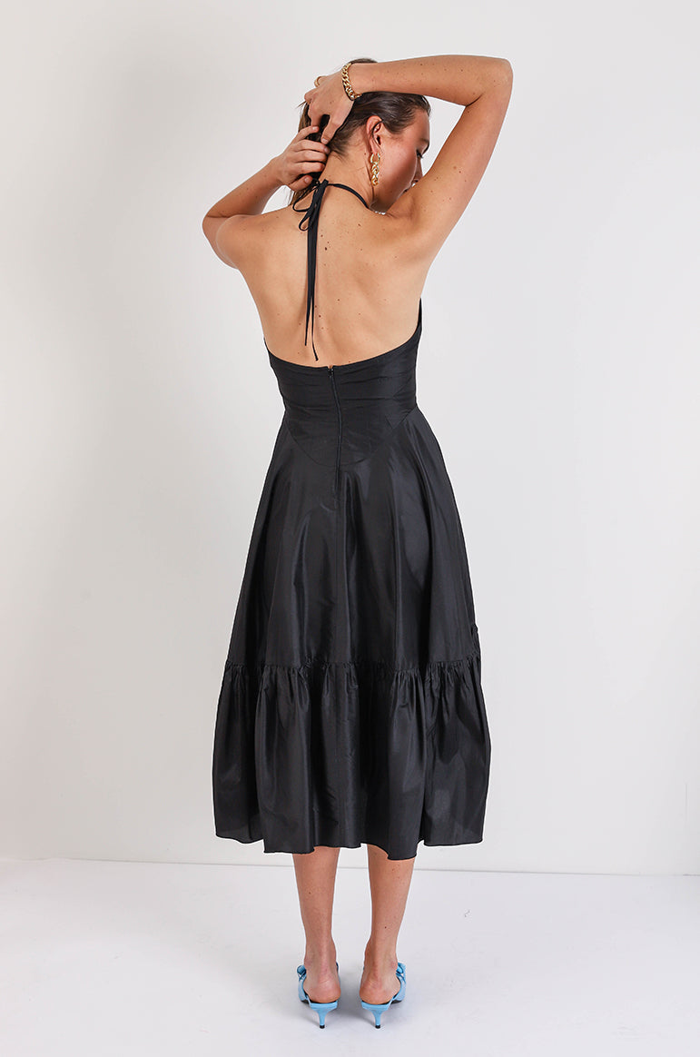 Knowles Dress - Black Taffeta