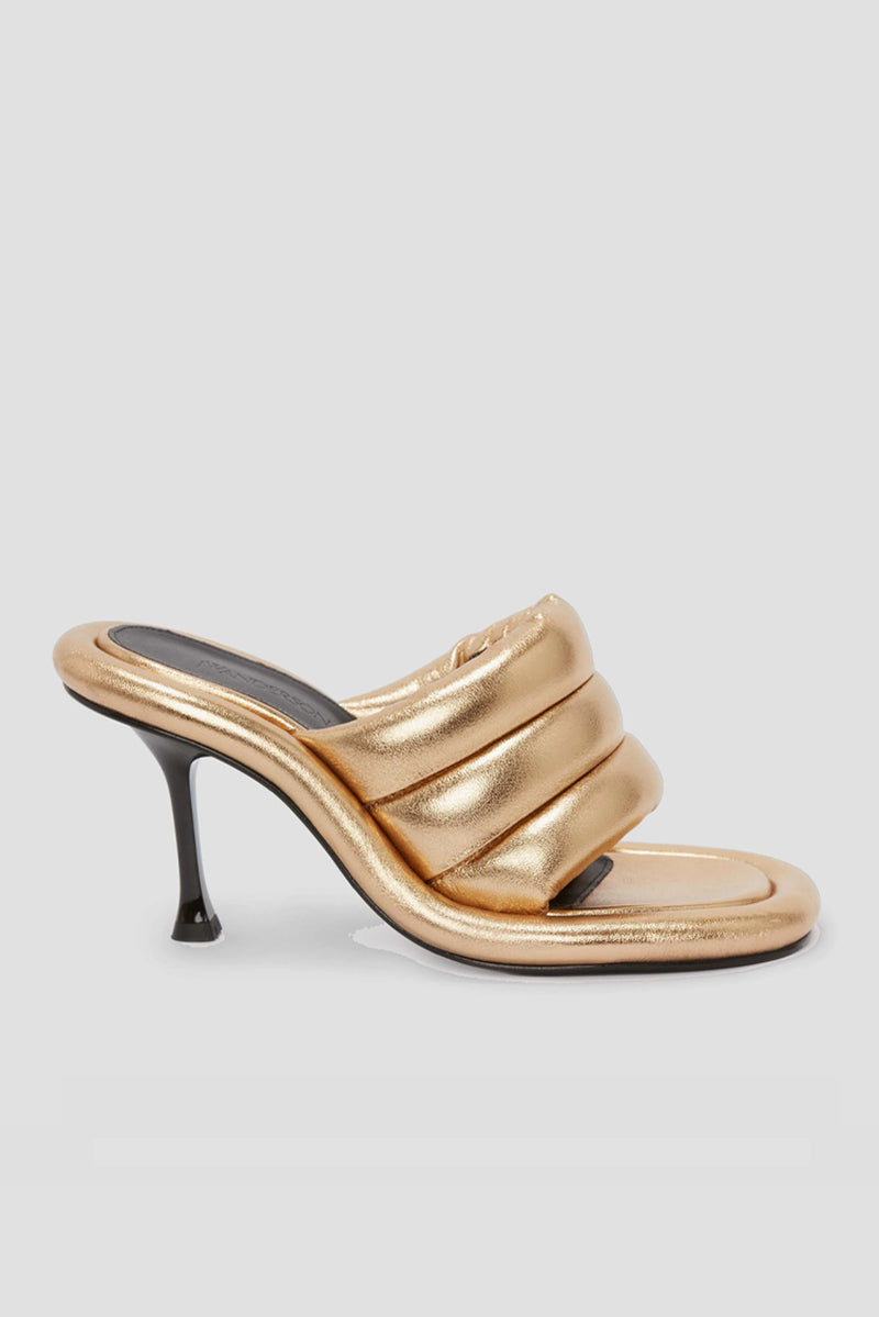 Bumper Tube Leather Mules - Gold