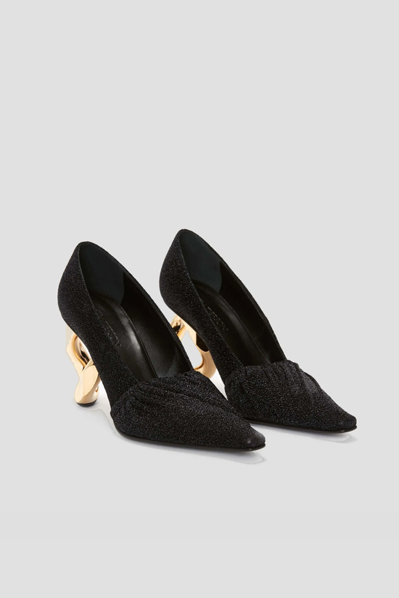 Chain Heel Pumps - Black