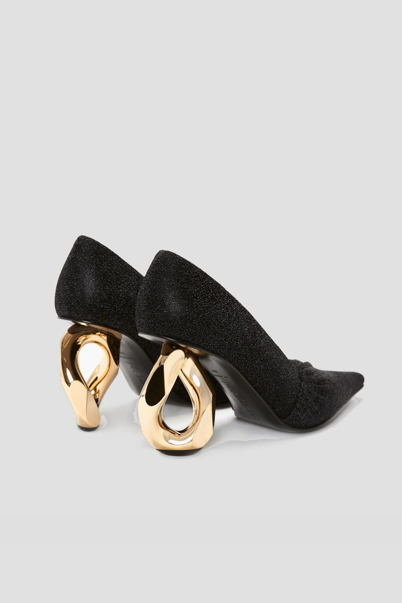 Chain Heel Pumps - Black