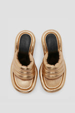 Bumper Tube Leather Mules - Gold