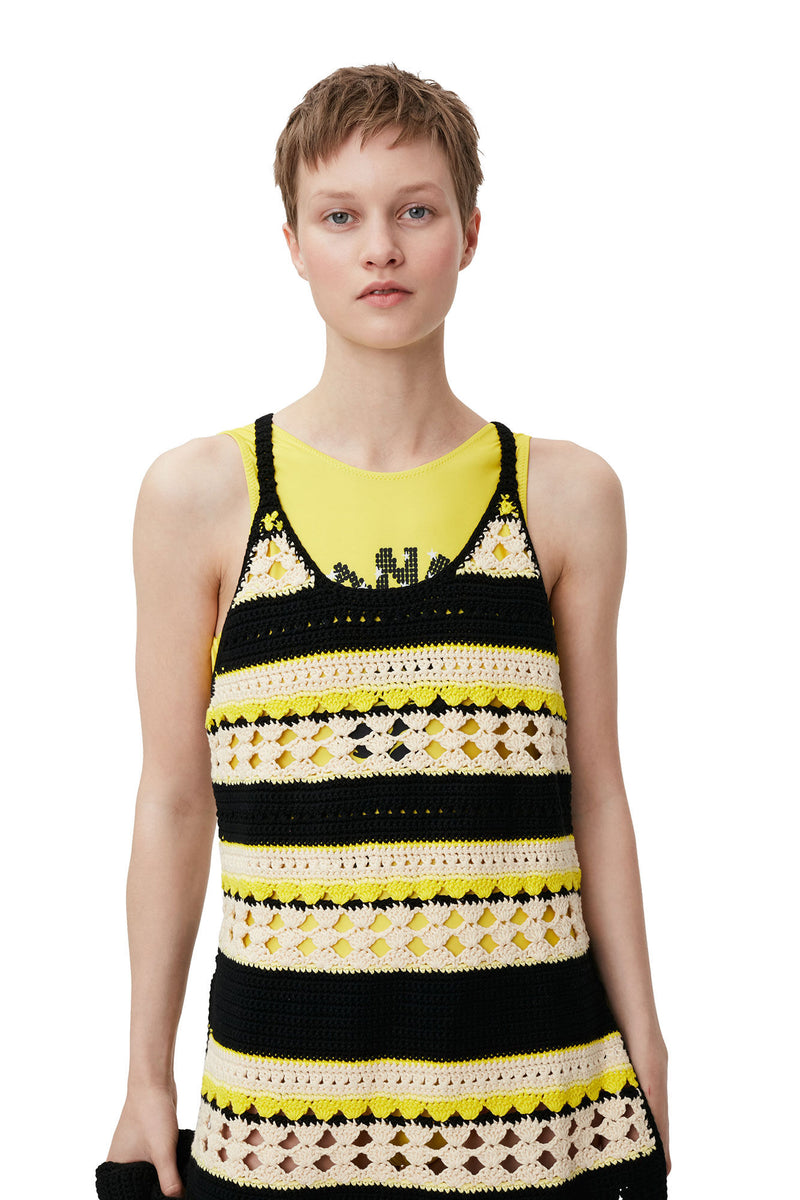 Crochet Cover Up Slip Dress - Golden Kiwi