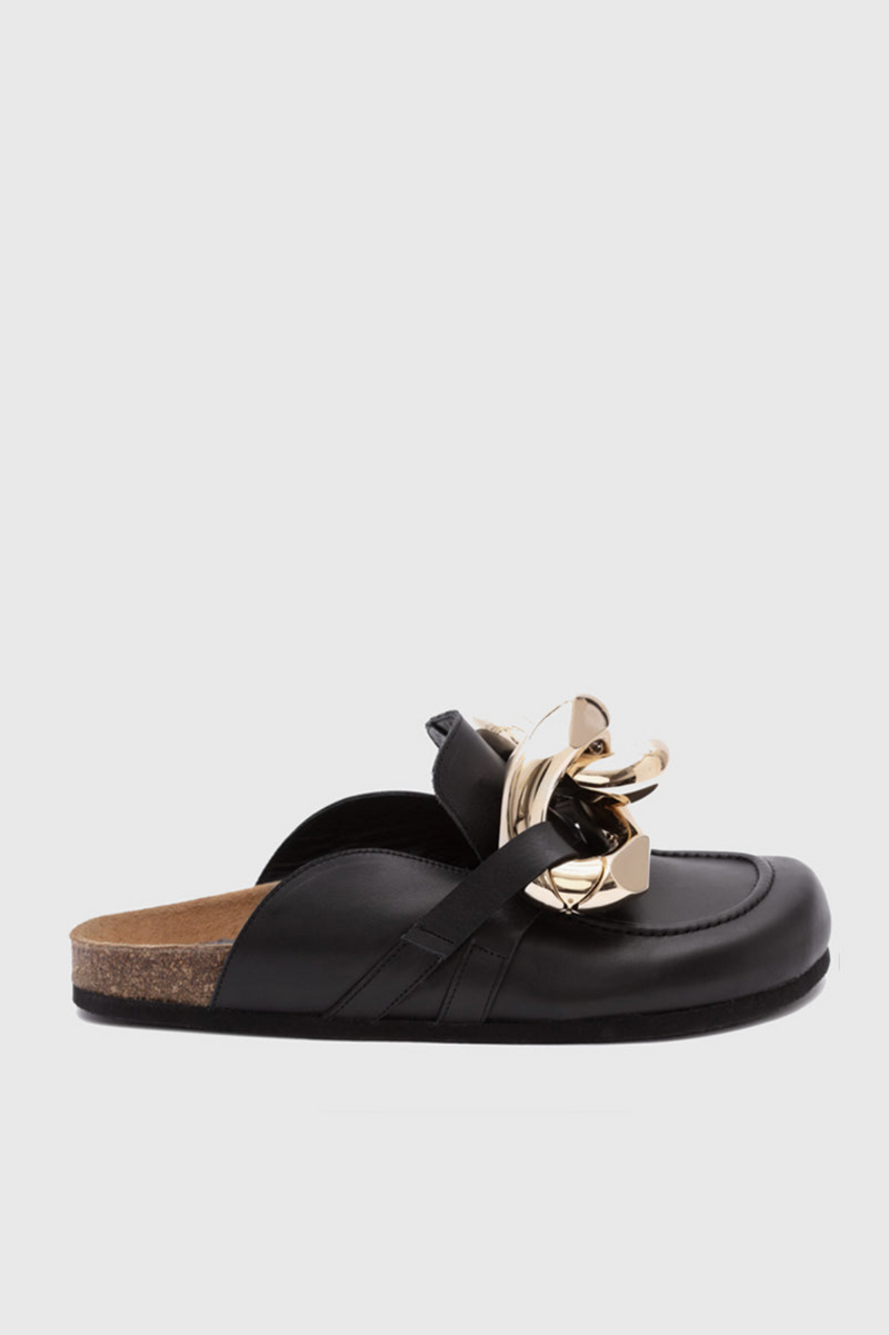 Chain Leather Loafer - Black