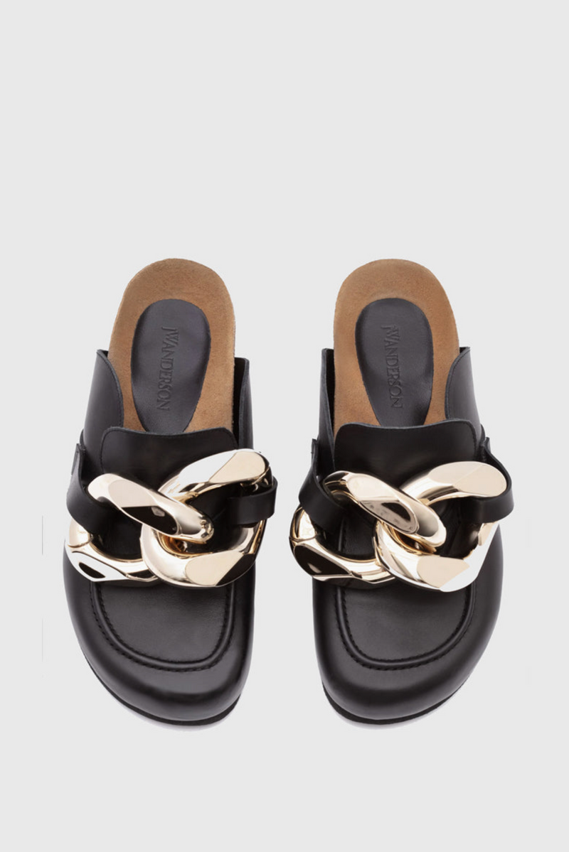 Chain Leather Loafer - Black
