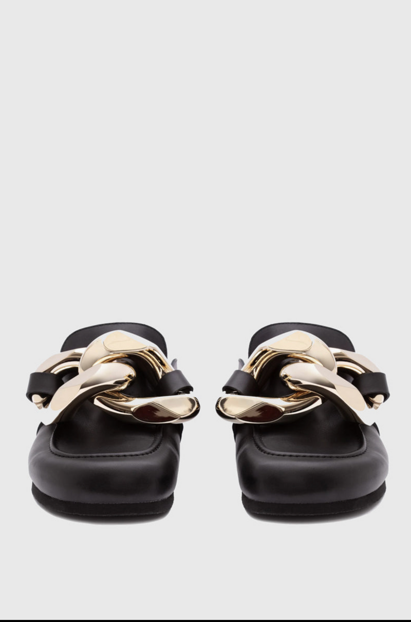 Chain Leather Loafer - Black