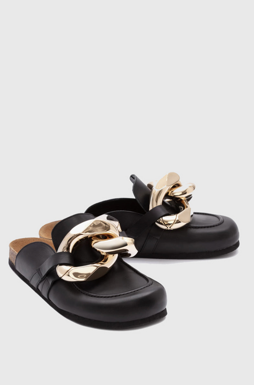 Chain Leather Loafer - Black