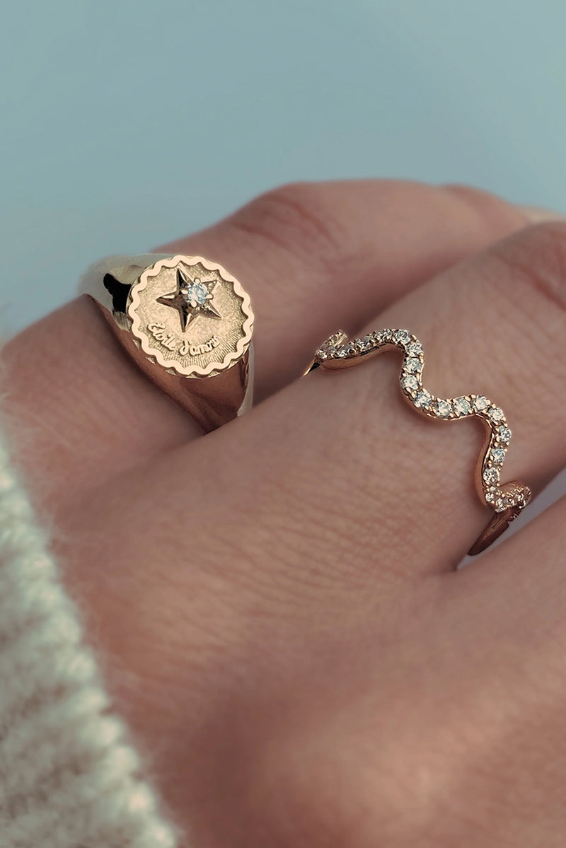 Star of Love Signet Ring 9K YG