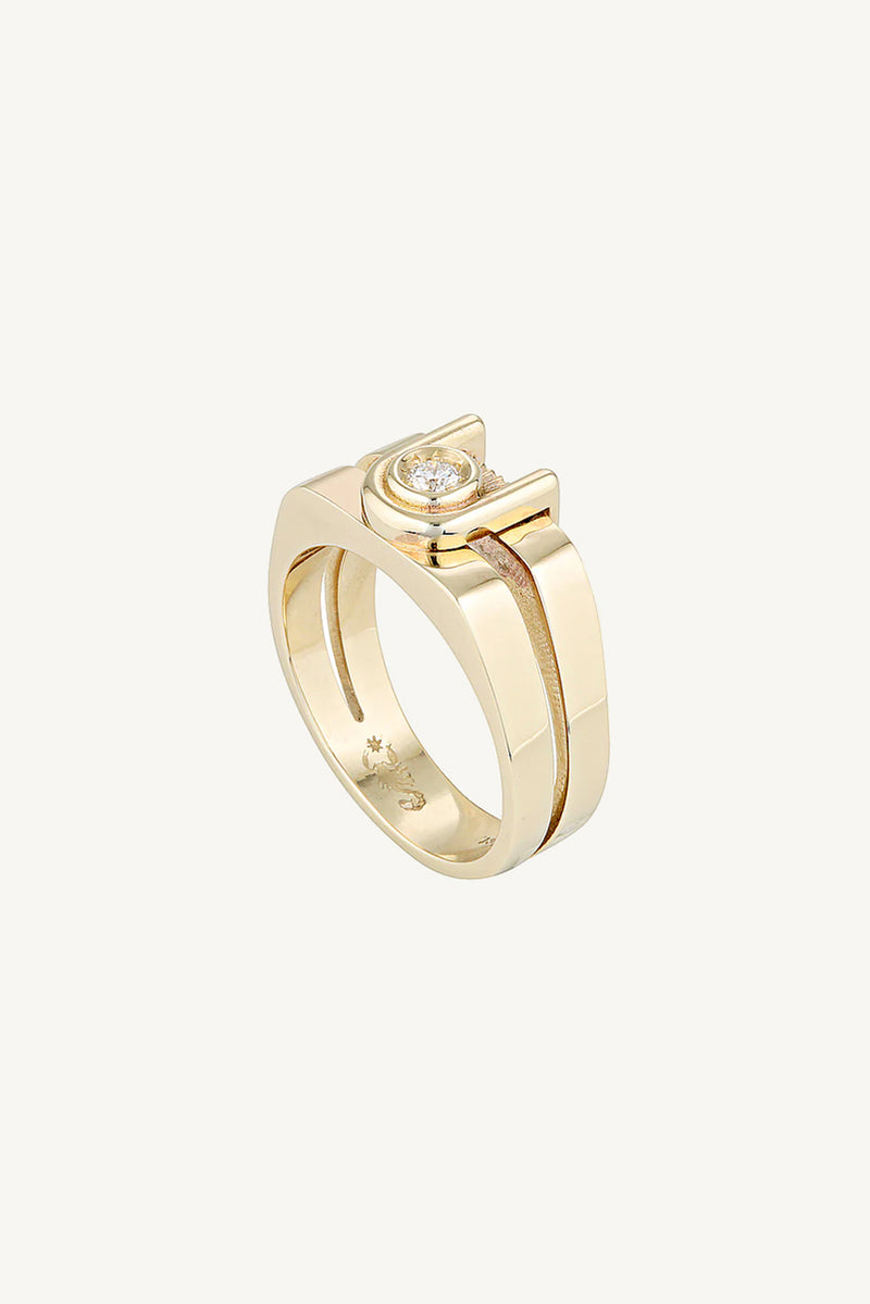 Ziggy Open Signet Ring - 9K Yellow Gold