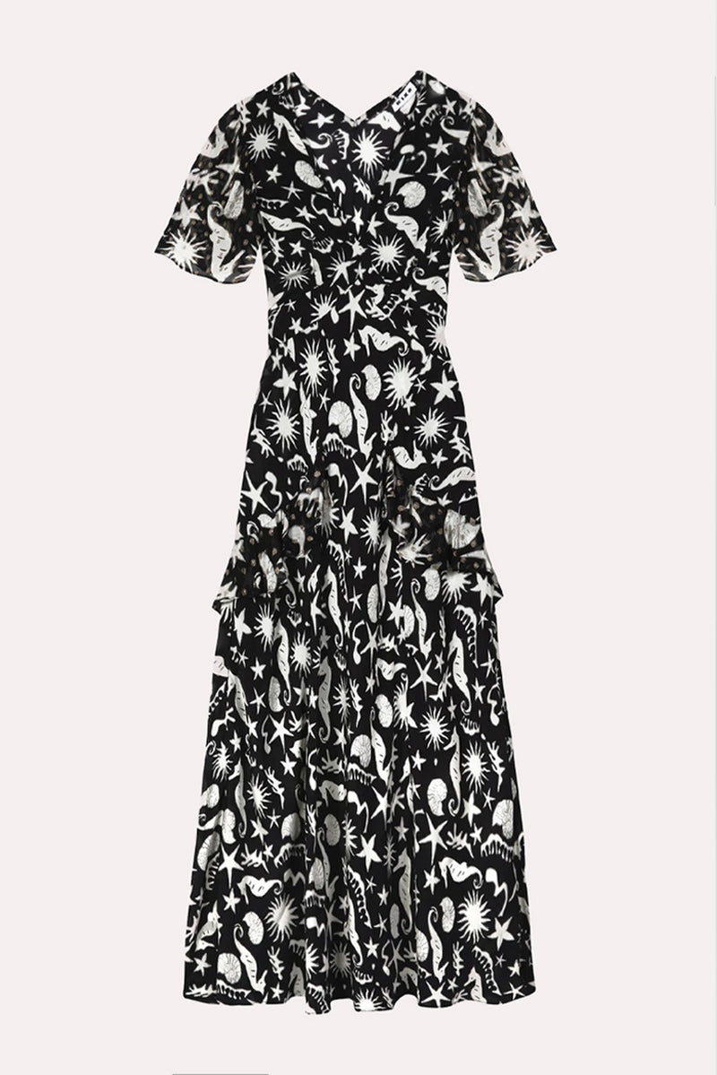 Evie Dress - Abstract Ocean Black