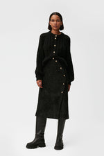 Sparkle Wrap Midi Skirt - Black