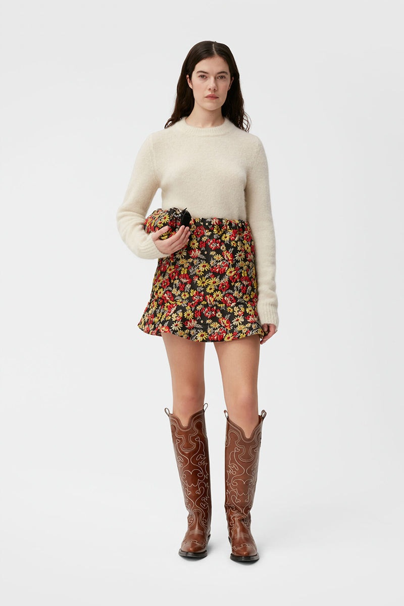 3D Jacquard Mini Skirt - Meadow Black
