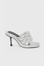 Bumper Tube Leather Mules - Silver