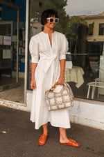 LUUDA Panel Zipper Dress Long - White