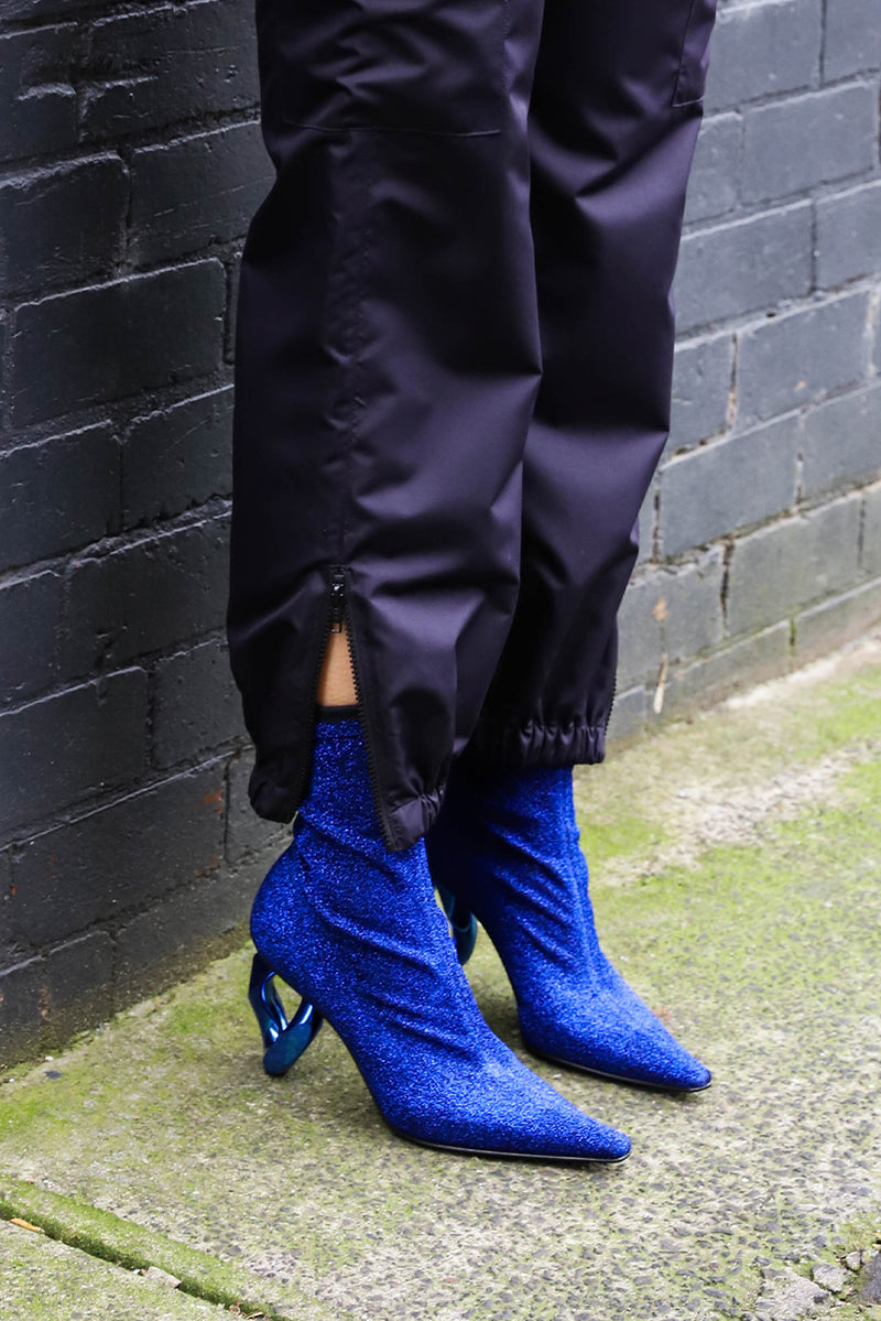 Stretch Lurex Boot - Bluette