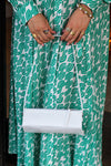 Karo Shoulder Bag - White/ Embossed Patent Leather