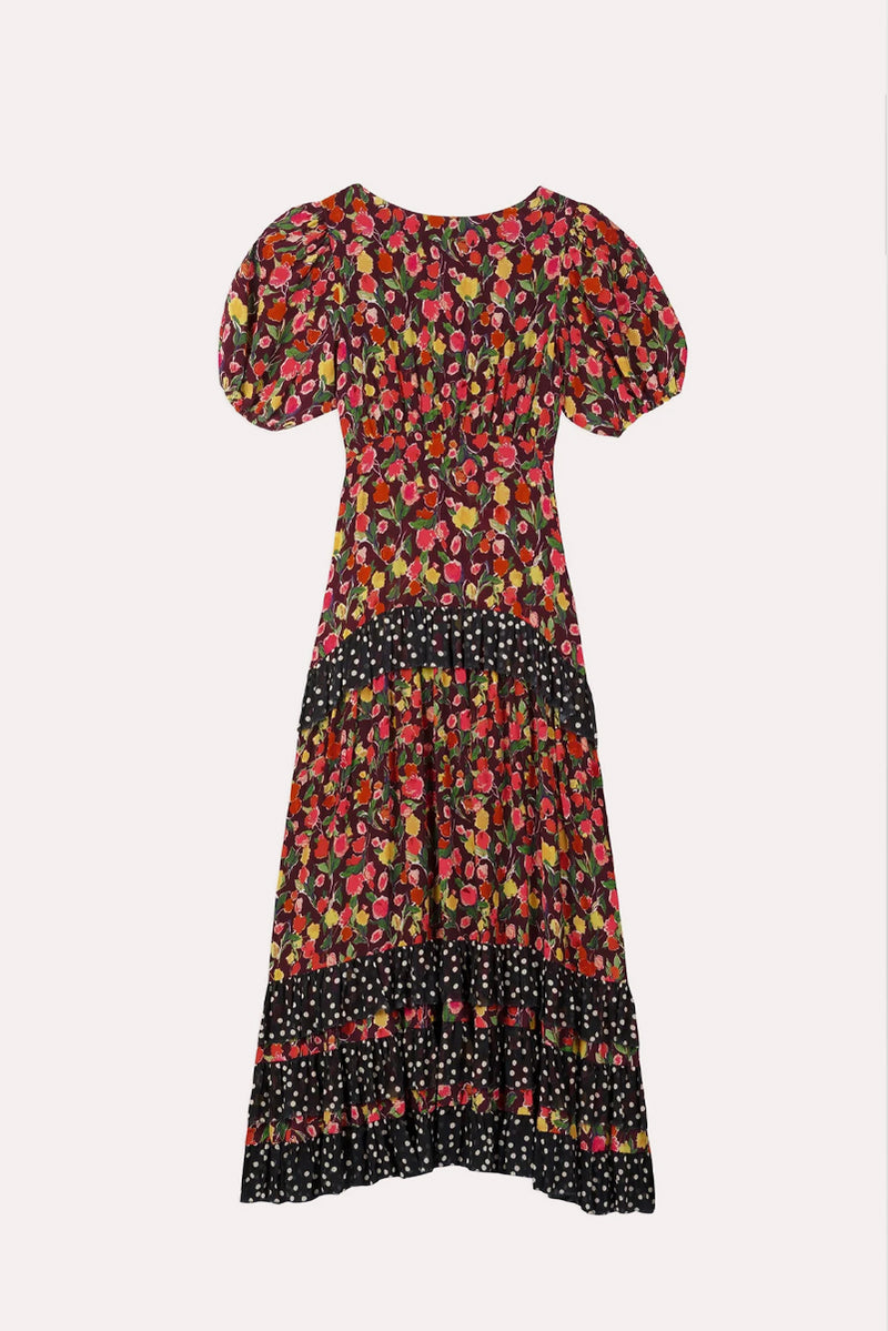Shireen Dress - Fontainhas Floral Maroon Mix