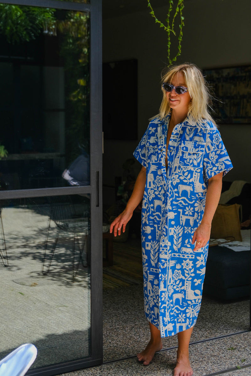 Saloon Shirt Dress - Blue