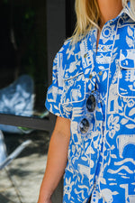 Saloon Shirt Dress - Blue