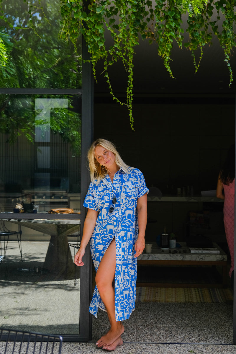 Saloon Shirt Dress - Blue