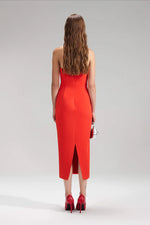 Bandeau Midi Dress - Red