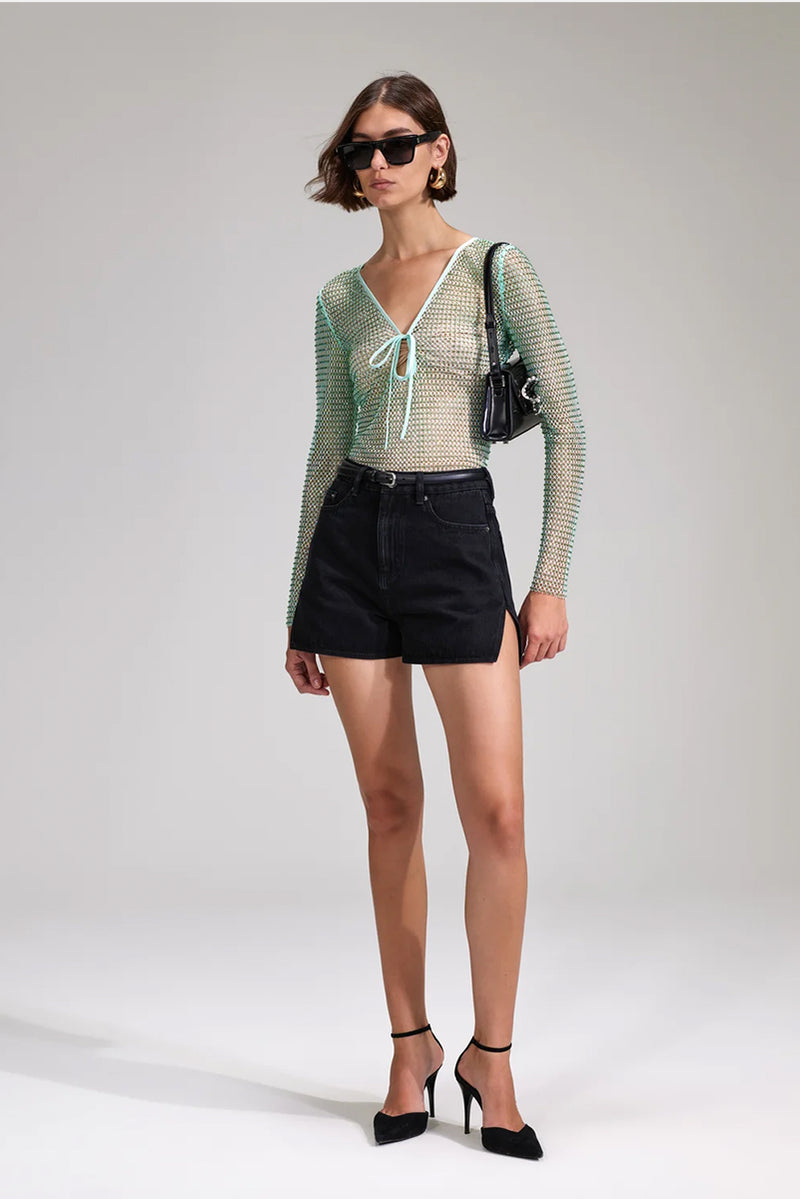 Hot Fix Fishnet Top - Mint
