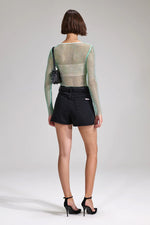 Hot Fix Fishnet Top - Mint