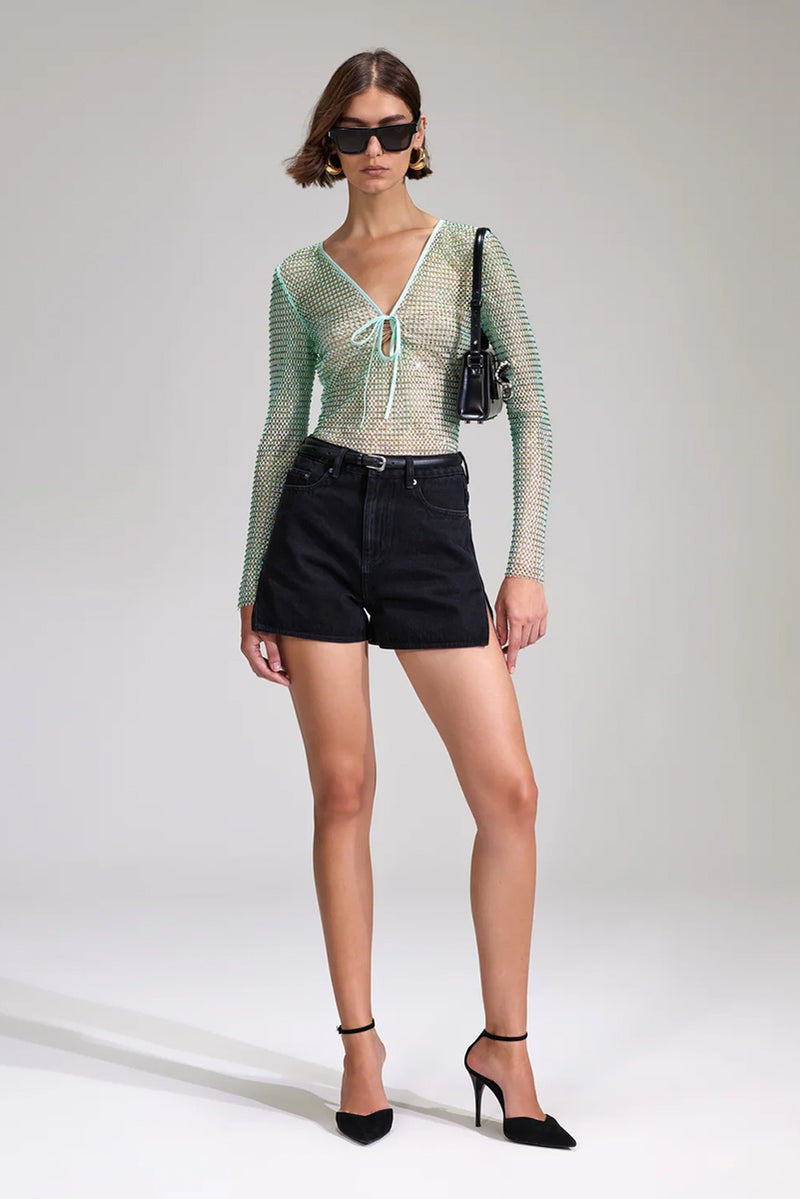 Hot Fix Fishnet Top - Mint